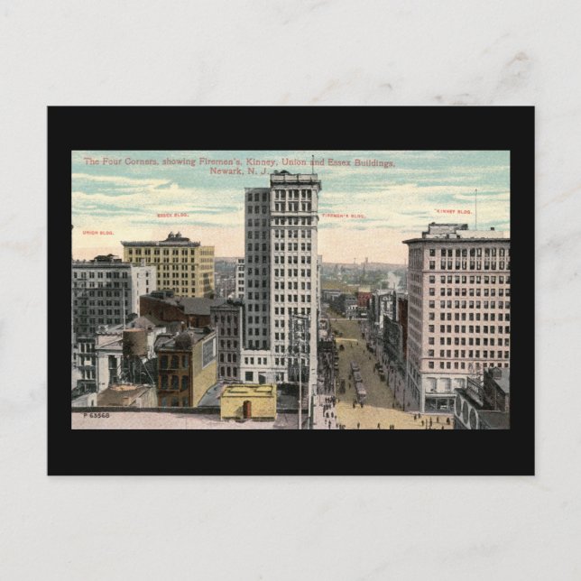 Carte Postale Quatre coins, Newark, cru de NJ c1915 (Devant)