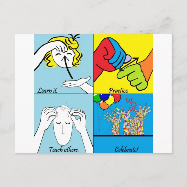 Carte Postale Quatre étapes pour réussir (Devant)