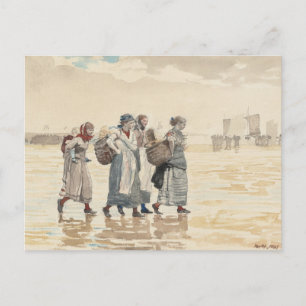 Carte Postale Quatre femmes de pêcheurs sur la plage   Winslow H
