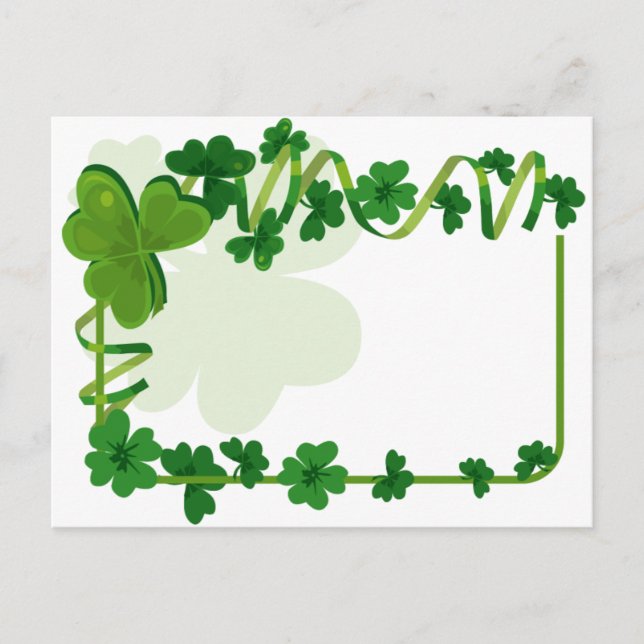 Carte Postale Quatre Leaf Clover Lucky Shamrocks de St Patrick (Devant)