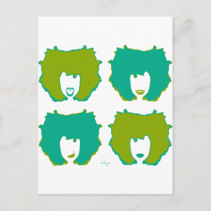 Carte Postale QUATRE MODES EN TURQUOISE et VERT