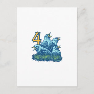 Carte Postale Quatre Oiseaux de colles