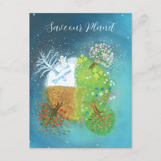 Carte Postale Quatre saisons sur Terre - Sauvez notre planète