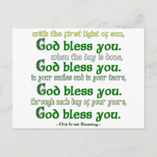 Carte Postale Que Dieu vous bénisse Irish Blessing