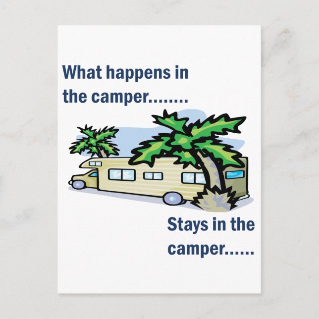 Carte Postale Que se passe-t-il dans le camping-car, reste dans  (Devant)