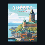 Carte Postale Québec Canada Travel Art Vintage<br><div class="desc">Modèle de déplacement vectoriel rétro du Québec. Le Québec,  niché dans l'est du Canada,  offre un mélange unique de charme européen et d'esprit nord-américain.</div>