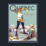 Carte Postale Québec, sports d'hiver au Canada, couple sur un sk<br><div class="desc">Québec,  sports d'hiver au Canada,  couple sur un ski,  carte postale de voyage vintage</div>
