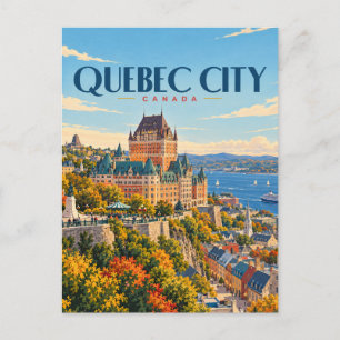 Carte Postale Québec Ville Canada Art de Voyage Rétro