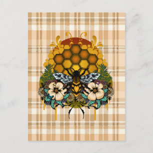 Carte Postale Queen Bee Nid D'abeille Floral Art Orange Blanc Ca