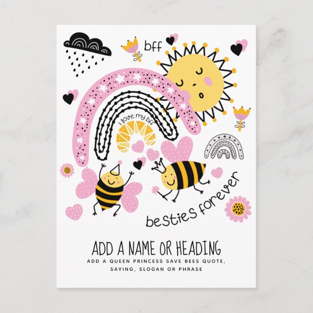 Carte Postale Queen Bees Best Friends Forever Cute (Devant)