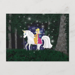 Carte Postale Queen Faery and Unicorn Forest Postcard