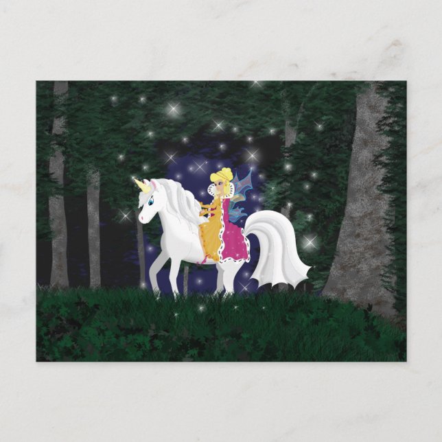 Carte Postale Queen Faery and Unicorn Forest Postcard (Devant)