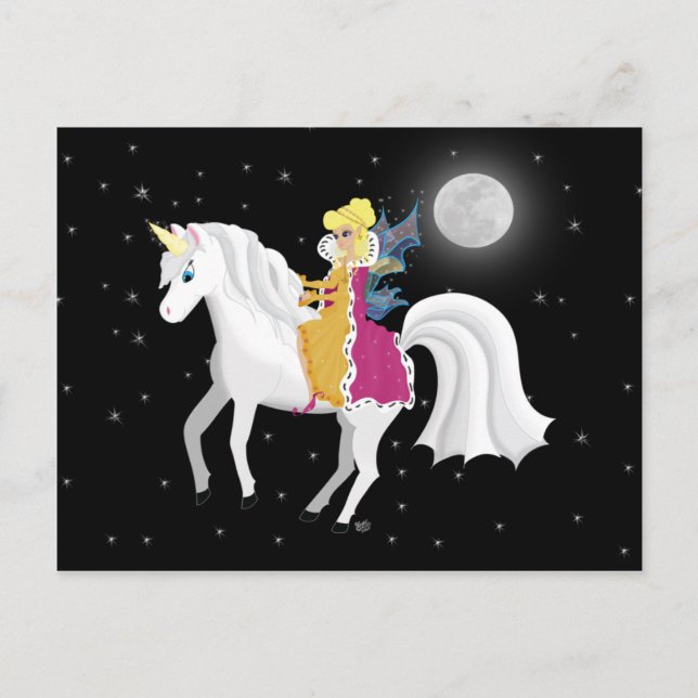 Carte Postale Queen Faery et Unicorn (Devant)