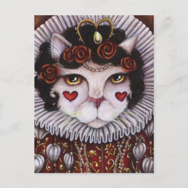 Carte Postale Queen of Hearts Cat Alice Wonderland Imaginaire Ar (Devant)