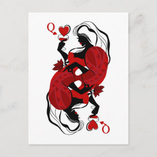 Carte Postale Queen of hearts. Fashion playing card