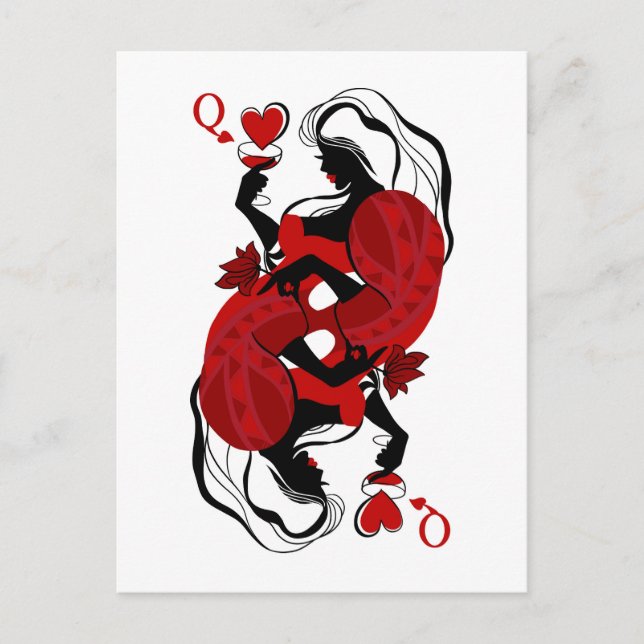 Carte Postale Queen of hearts. Fashion playing card (Devant)
