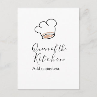 Carte Postale Queen of the kitchen chef cooking add name crown 