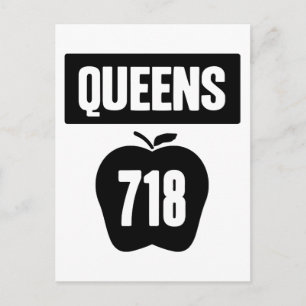 Carte Postale Queens 718 Coupé de la grosse pomme et bannière, 1