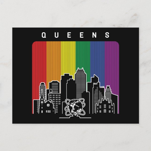 Carte Postale Queens New York Rainbow Flag LGBT Pride (Devant)