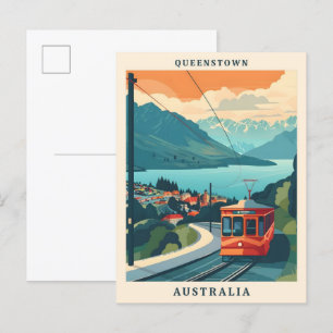 Carte Postale Queenstown Australie Élégant Art Voyage Vintage