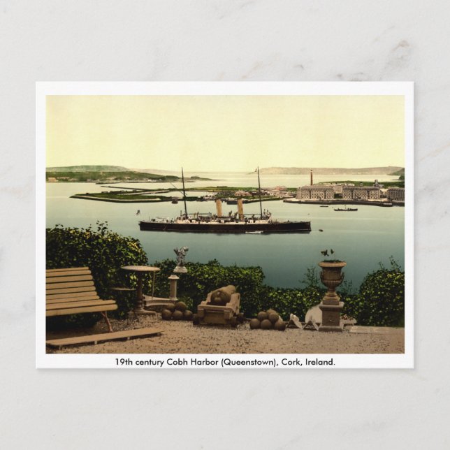 Carte Postale Queenstown du XIXe siècle - Cobh Harbour, Cork (Devant)