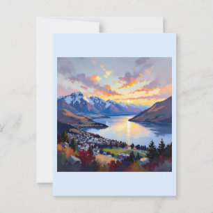 Carte Postale Queenstown - Nouvelle-Zélande - Lac Wakatipu Sunse