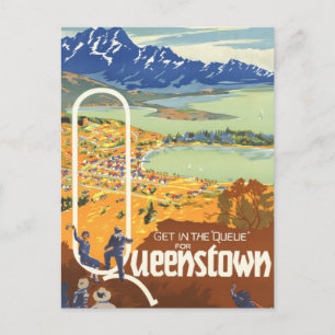 Carte Postale Queenstown, Vintage voyage néo-zélandais