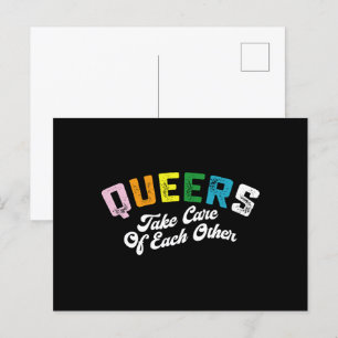 Carte Postale Queers Take Cares Of Each Others Fierté LGBT Gay 