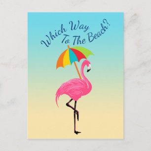 Carte Postale Quel Chemin Vers La Plage-Pink Flamingo