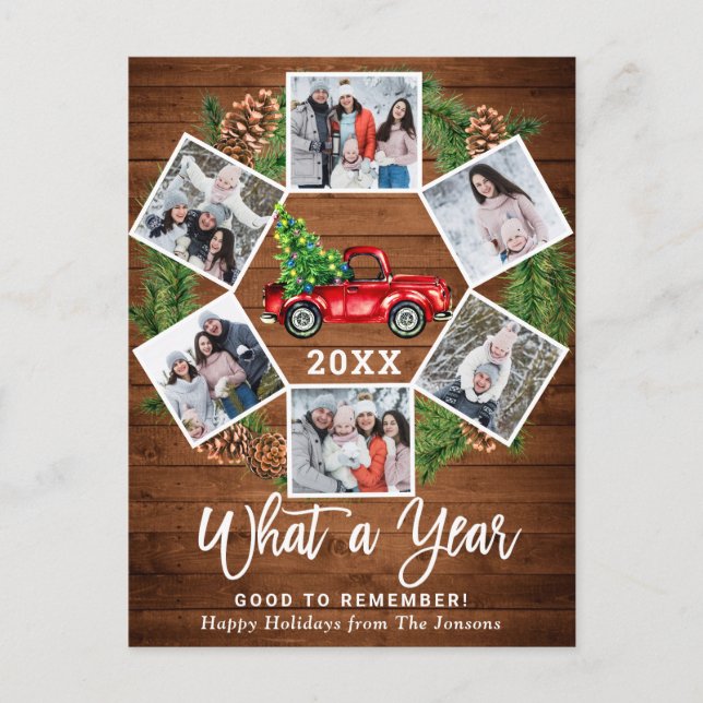 Carte Postale Quelle année Noël Camion de ferme rouge 6 Photo (Devant)