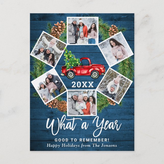 Carte Postale Quelle année Noël Camion de ferme rouge 6 Photo (Devant)