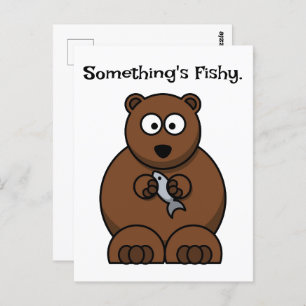 Carte Postale Quelque chose d’amusant Poisson Brown Ours Cartoon