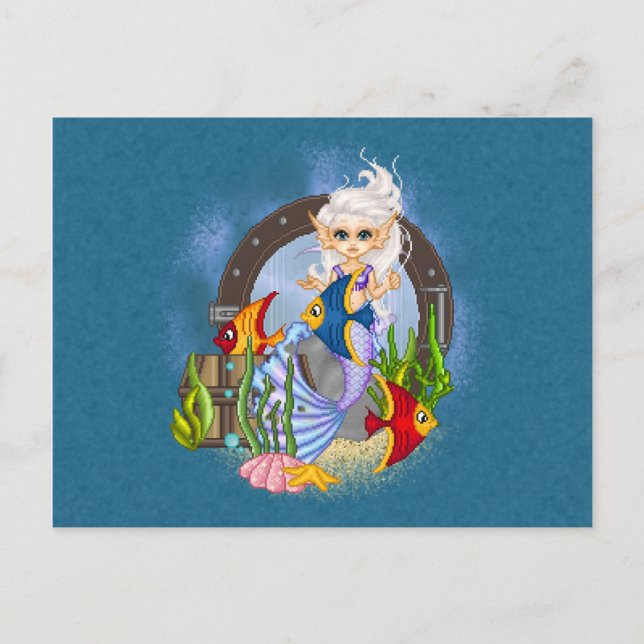 Carte Postale Quelque chose de Fishy Mermaid Pixel Art (Devant)