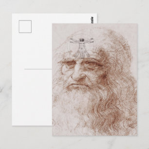 Carte Postale Quelque chose en tête, portrait de Léonard de Vinc