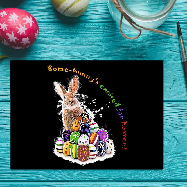 Carte Postale Quelqu'un est excité pour Pâques ! (Some-bunny's excited for Easter! Postcard)