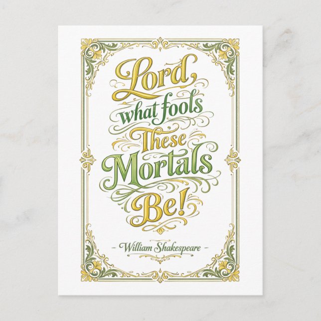 Carte Postale "Quels fous sont ces mortels" Shakespeare (Devant)