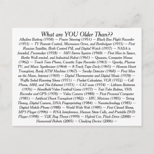 Carte Postale Qu'es-tu plus âgé que