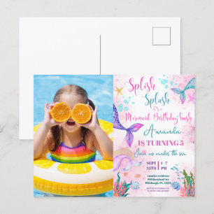 Carte Postale Queue de sirène Aquarelle Anniversaire Sous l'océa