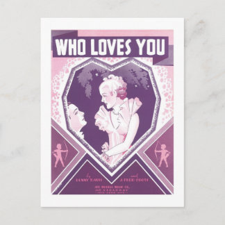 Carte Postale Qui aime votre couverture de livre de chansons vin