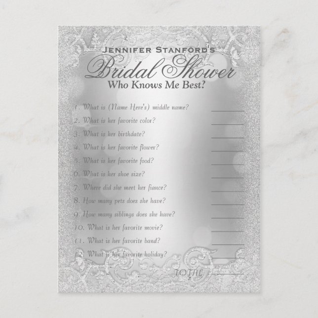 Carte Postale Qui connaît le jeu Me | Elégance argentée (Devant)