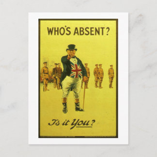 Carte Postale Qui est Absent ? C'est toi ? Poste de recrutement