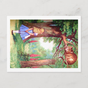 CARTE POSTALE "QUI ÊTES-VOUS ?" LE CHAT CHESHIRE DEMANDE À ALICE