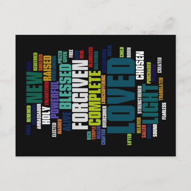 Carte Postale Qui je suis en Christ Arrière - plan Dark (Devant)