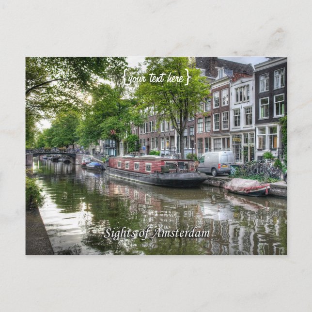 Carte Postale Quiet Canal Scene, Sights of Amsterdam (Devant)