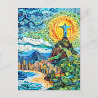 Carte Postale Quilling Christ Rédempteur à Rio