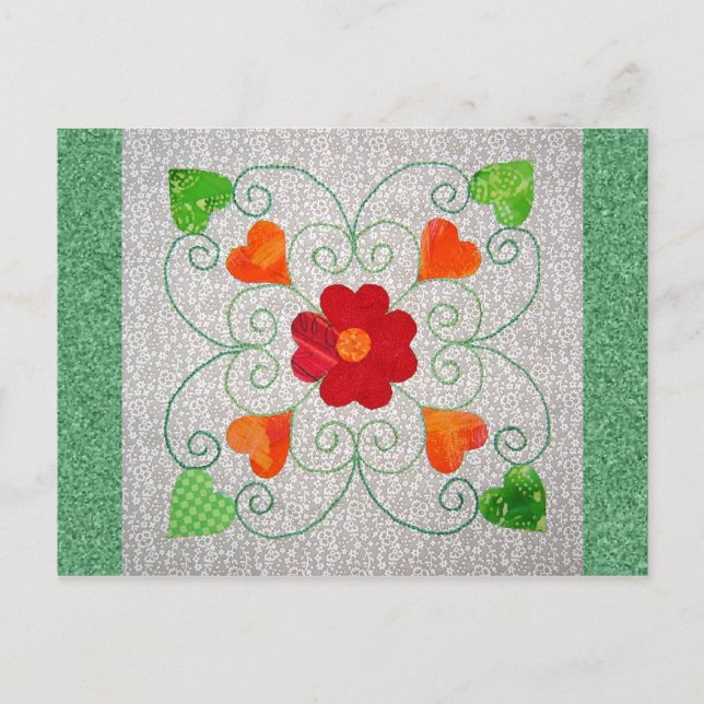 Carte Postale Quilt de Coeurs Whimsy - Bloc #2 (Devant)