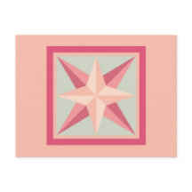 Carte postale Quilt - Étoile biseautée (rose/gris)