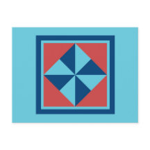 Carte postale Quilt - Pinwheel (marine/rouge)