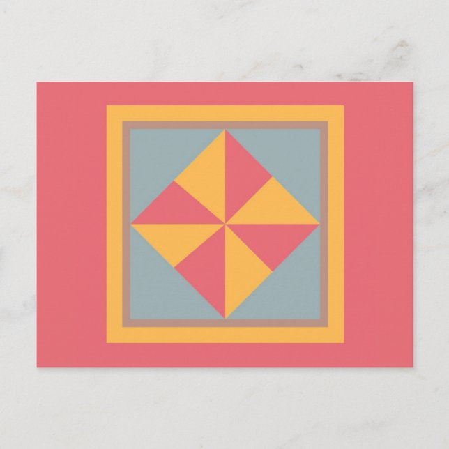 Carte postale Quilt - Pinwheel (or/saumon) (Devant)