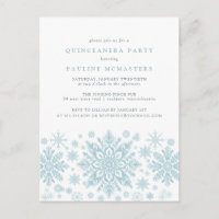 Carte postale Quinceanera Blue Snowflake Invitatio